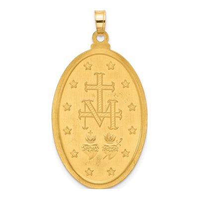 14K Yellow Gold Miraculous Medal Oval Pendant – view 3