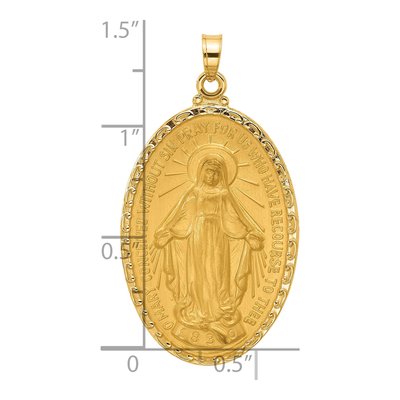 14K Yellow Gold Miraculous Medal Oval Pendant – view 4