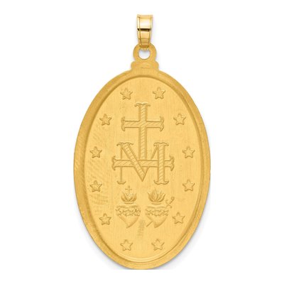 14K Yellow Gold Miraculous Medal Oval Pendant – view 4