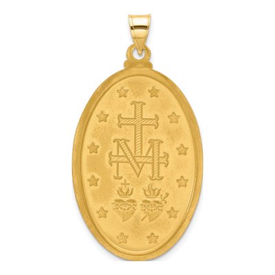 14K Yellow Gold Large Miraculous Medal Oval Pendant – view 4