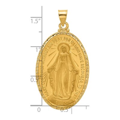 14K Yellow Gold Large Miraculous Medal Oval Pendant – view 5