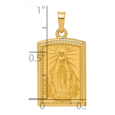 14K Yellow Gold Hollow Miraculous Medal Pendant – view 5
