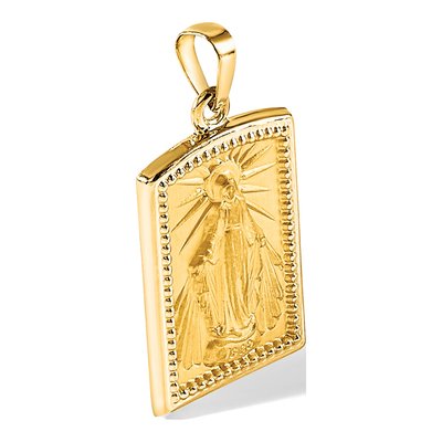 14K Yellow Gold Hollow Miraculous Medal Pendant – view 6
