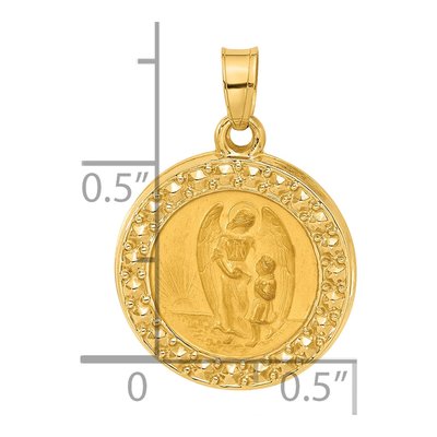 14K Yellow Gold Guardian Angel Medal Pendant – view 5