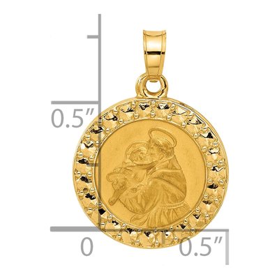 14K Yellow Gold Hollow St Anthony Medal Pendant – view 5