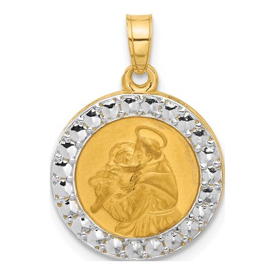 14K Yellow Gold St Anthony Medal Pendant