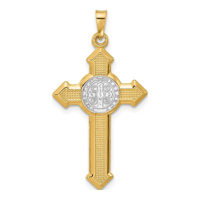14K Two-Tone Gold St Benedict Cross Pendant – view 4