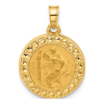 14K Yellow Gold St Christopher Medal Pendant