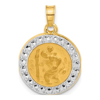 14K Yellow Gold St Christopher Medal Pendant