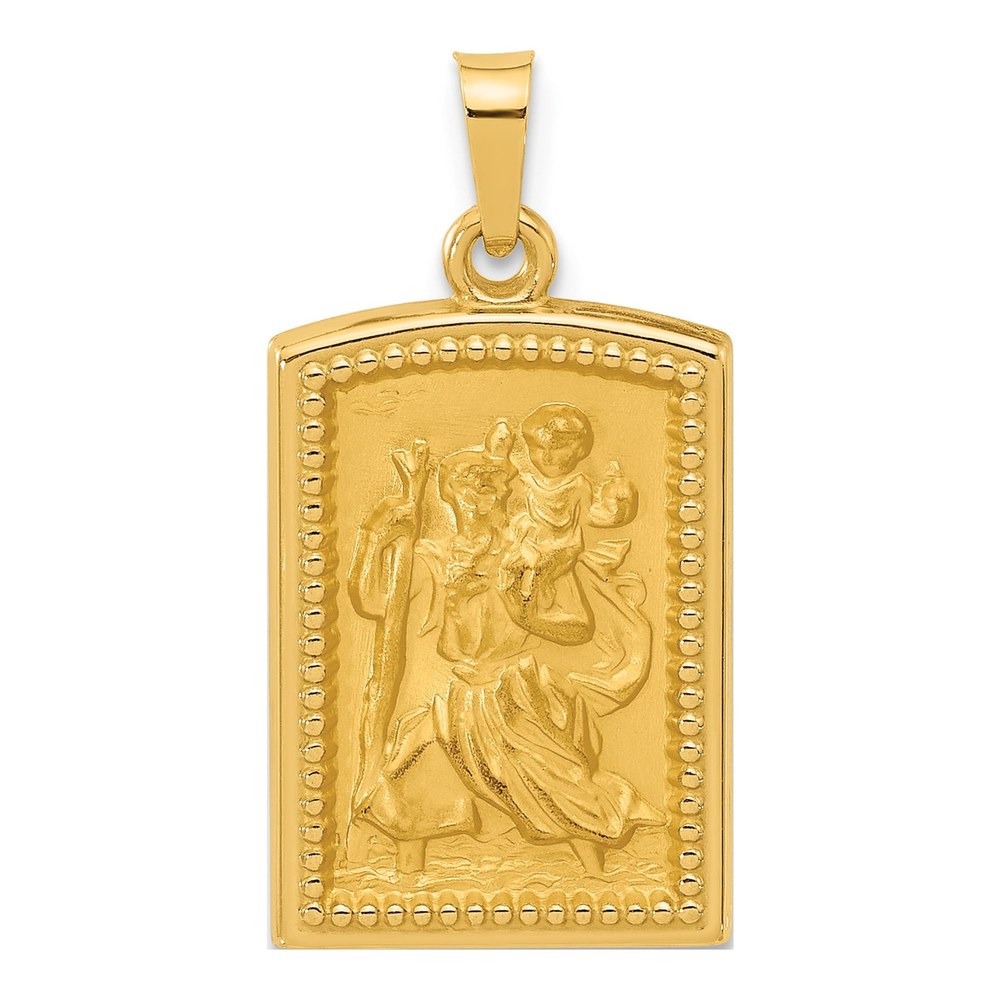 14K Yellow Gold St Christopher Medal Pendant