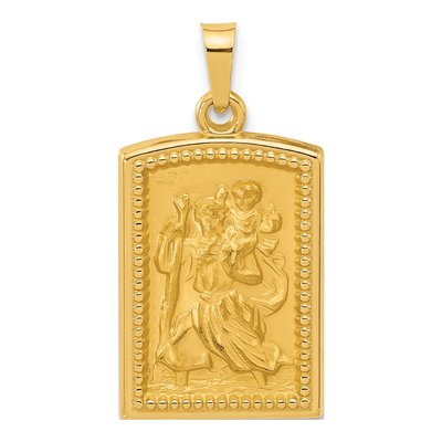 14K Yellow Gold St Christopher Medal Pendant