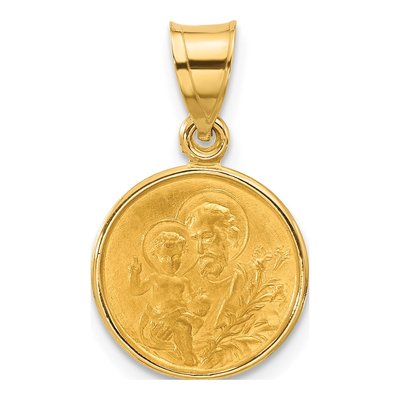 14K Yellow Gold St Joseph Medal Pendant