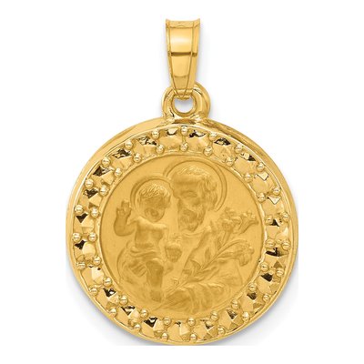 14K Yellow Gold St Joseph Medal Pendant