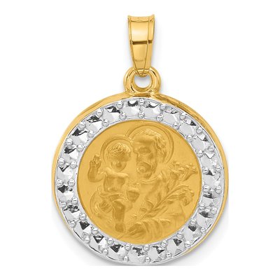 14K Yellow Gold St Joseph Medal Pendant