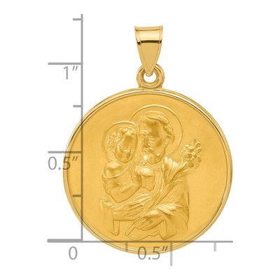 14K Yellow Gold Large St Joseph Medal Round Pendant – view 4