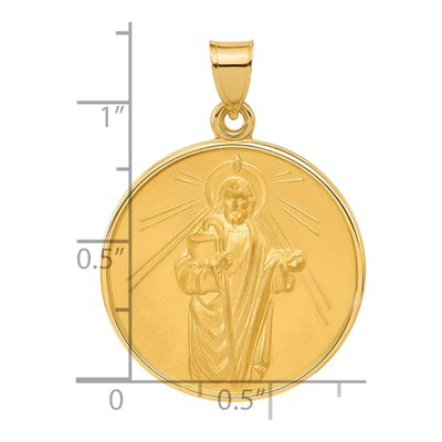 14K Yellow Gold Large St Jude Thaddeus Medal Pendant – view 4