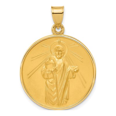 14K Yellow Gold Large St Jude Thaddeus Medal Pendant