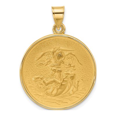 14K Yellow Gold St Michael Medal Pendant