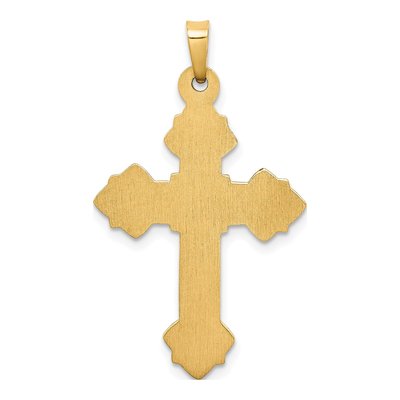 14K Yellow Gold Budded Hollow Cross Pendant – view 5