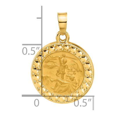 14K Yellow Gold St Michael Medal Pendant – view 5