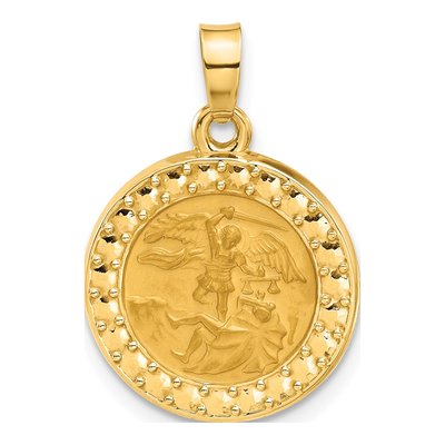 14K Yellow Gold St Michael Medal Pendant