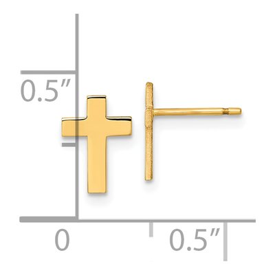 14K Yellow Gold Small Cross Stud Earrings – view 2