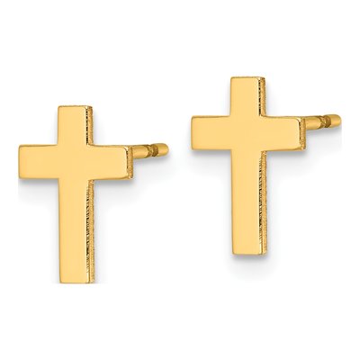 14K Yellow Gold Cross Stud Earrings – view 3