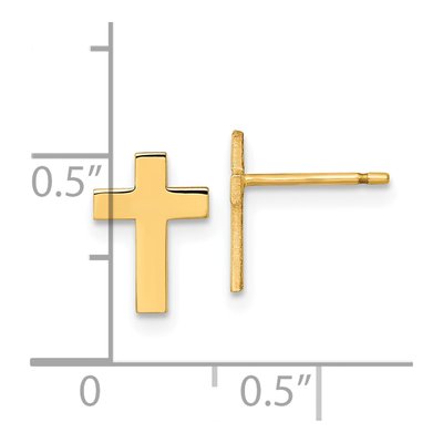14K Yellow Gold Cross Stud Earrings – view 5