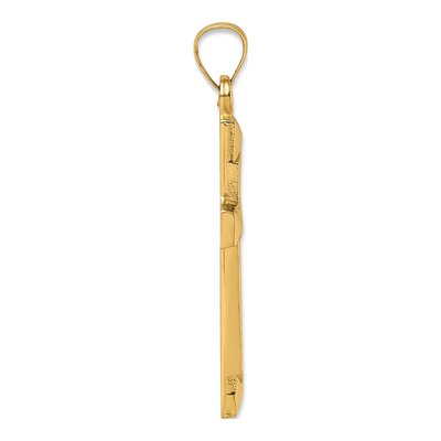 14K Yellow Gold Textured Latin Cross Pendant – view 3