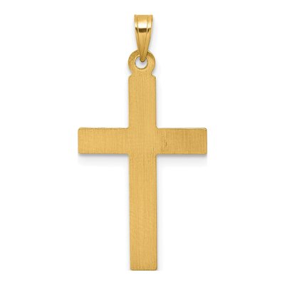 14K Yellow Gold Textured Latin Cross Pendant – view 4