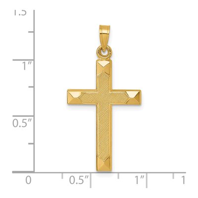 14K Yellow Gold Textured Latin Cross Pendant – view 5