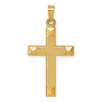 14K Yellow Gold Textured Latin Cross Pendant