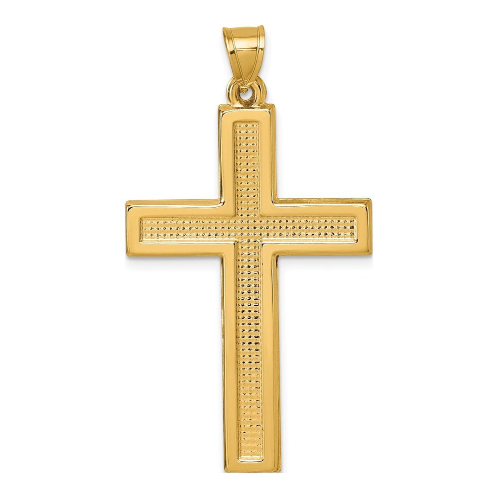 14K Polished And Textured Latin Cross Pendant