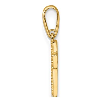 14K Yellow Gold CZ Pave Latin Cross Pendant – view 3