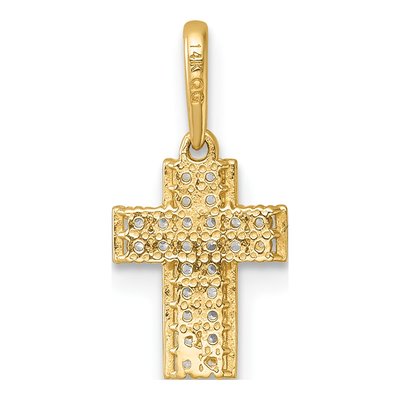 14K Yellow Gold CZ Pave Latin Cross Pendant – view 4