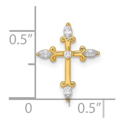 14K Yellow Gold CZ Cross Slide Pendant – view 5