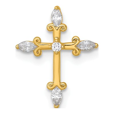 14K Yellow Gold CZ Cross Slide Pendant