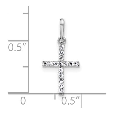 14K White Gold CZ Latin Cross Pendant – view 5