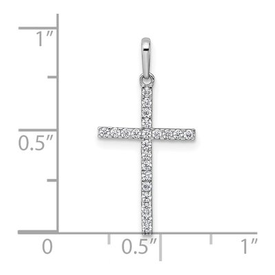 14K White Gold CZ Latin Cross Pendant – view 5