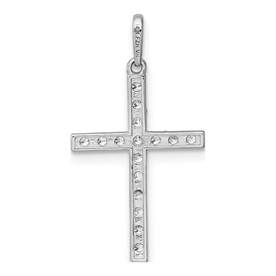 14K White Gold CZ Latin Cross Pendant – view 4