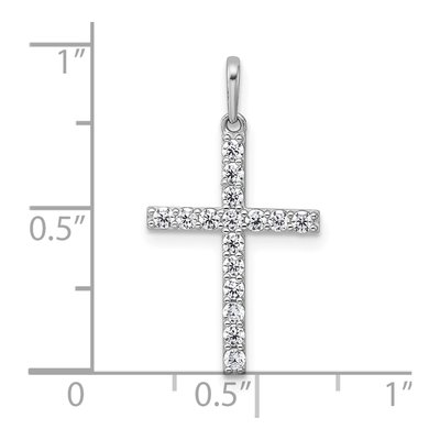 14K White Gold CZ Latin Cross Pendant – view 5