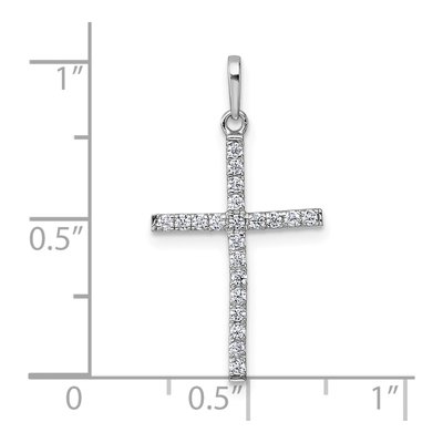 14K White Gold CZ Latin Cross Pendant – view 5