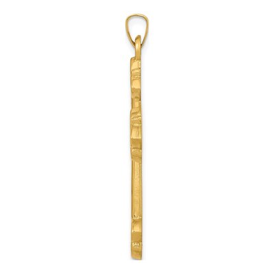 14K Yellow Gold Fleur de Lis Cross Pendant – view 3