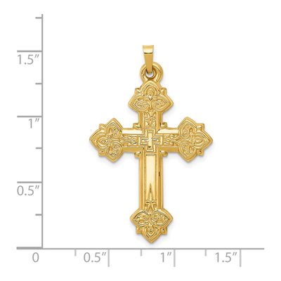 14K Yellow Gold Fleur de Lis Cross Pendant – view 4