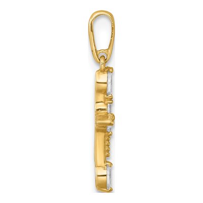 14K Yellow Gold CZ Beaded Cross Pendant – view 3