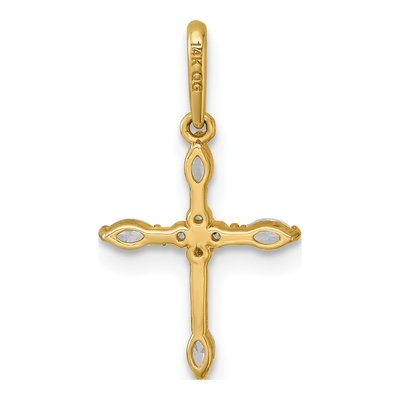 14K Yellow Gold CZ Beaded Cross Pendant – view 4