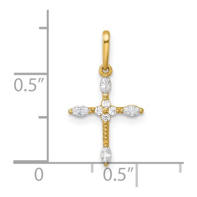 14K Yellow Gold CZ Beaded Cross Pendant – view 5