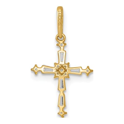 14K Yellow Gold CZ Cross Pendant – view 4