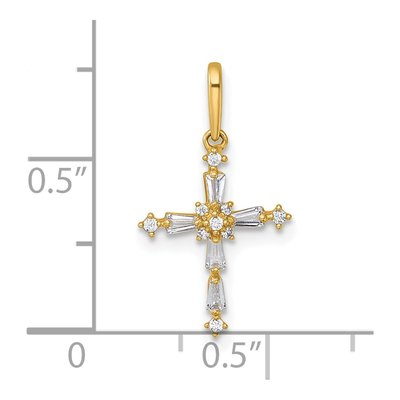 14K Yellow Gold CZ Cross Pendant – view 5