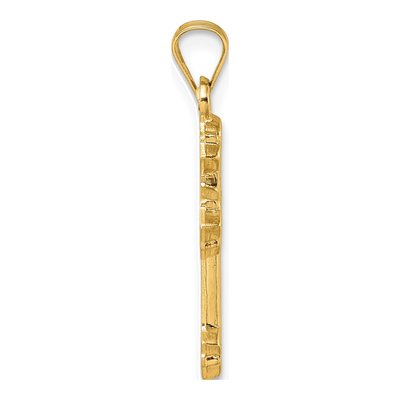 14K Yellow Gold Fleur de Lis Cross Pendant – view 3